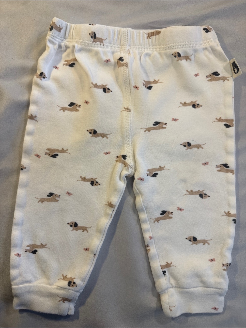 Rabbit + Bear organic cotton Kids White Puppy Print Footed Pants